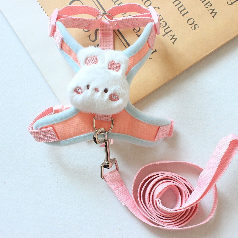 Pet Harness and Leash Set Small Dog Pet Dog Outing Cute Little Bear Undecorated Teddy Panda Cat Leash Dog Walking Leash Harness
