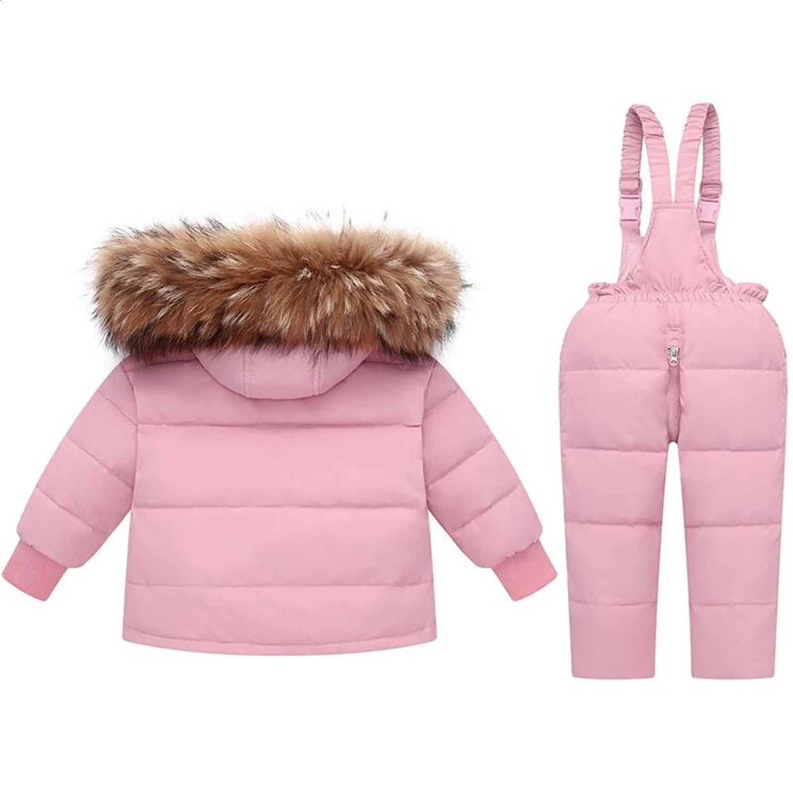 2024 Winter Warm borns Clothes Set Boys Girl Ski Overall Baby Snow Jumpsuit Solid Color Children Down Jacket And Pants 240904