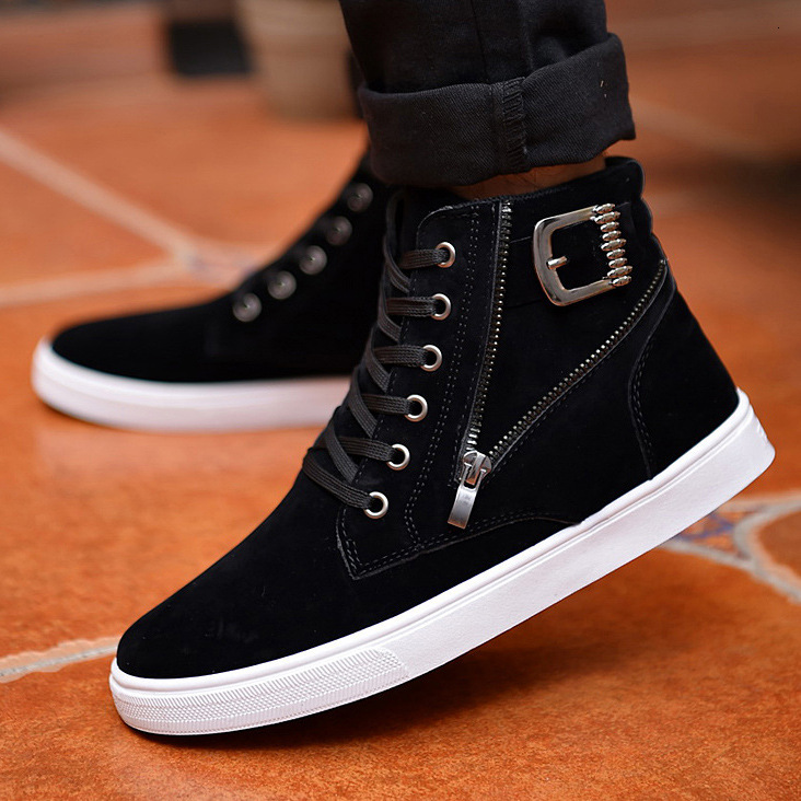 Spring New Martin Boots Belt Buckle Trendy Board Korean High Top Casual Men's Shoes