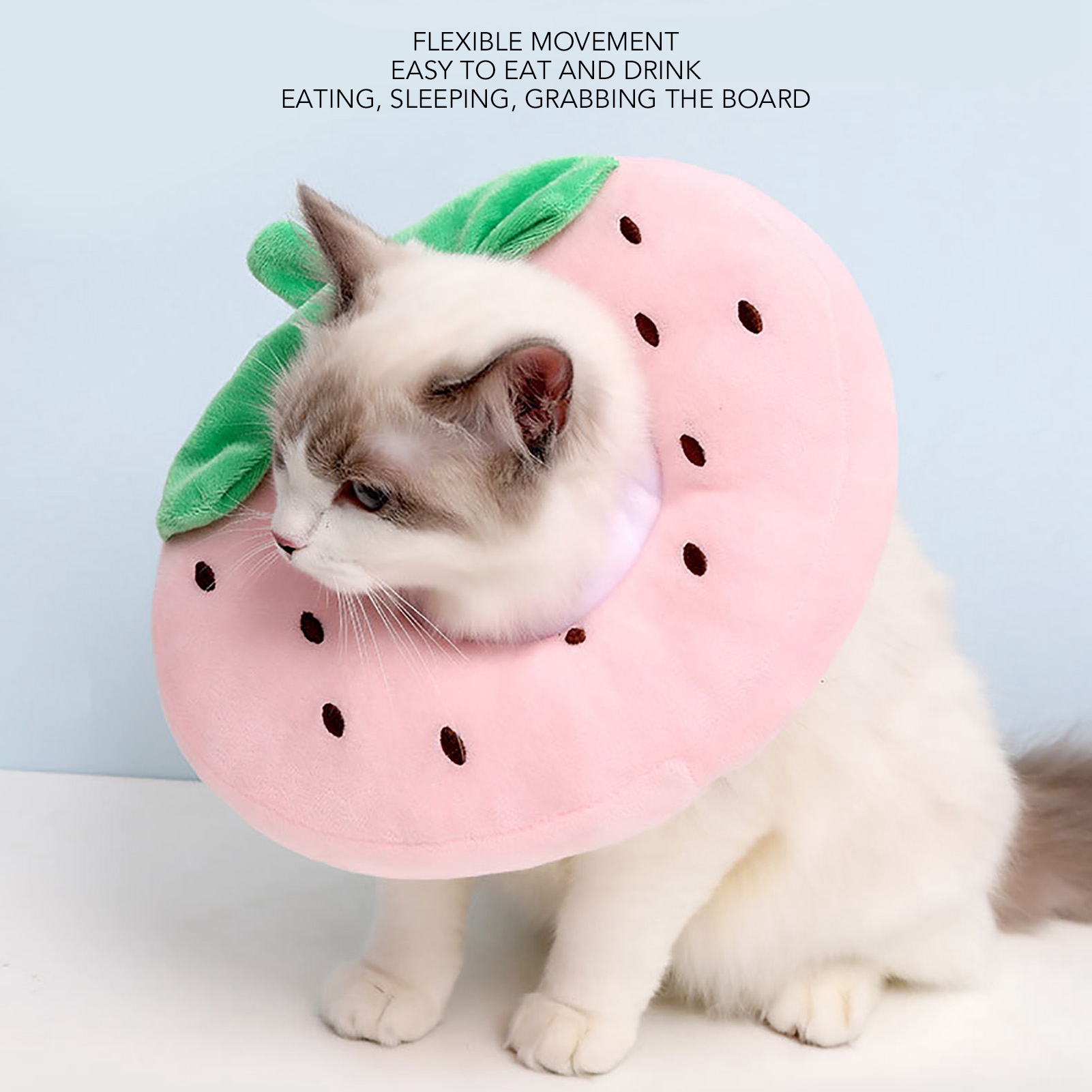 Cat Cone Collar, Cute Fruit, Soft, Adjustable, Prevents Licking, Surgery Recovery, Collars for Cats, Kittens Pets