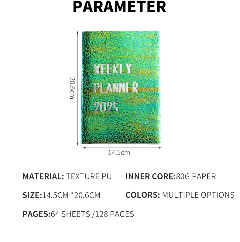 2025 Colorful Flash Week Plan Book, Stylish Multicolor Portable Schedule Book