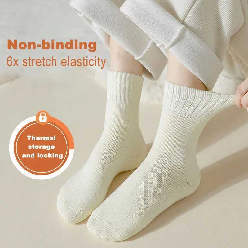 Women Warm Solid Color Floor Socks Winter Home Non Slip Plush Knitted Cashmere Fleece Socks Indoor Sleep Soft Thick No Show SockX240914