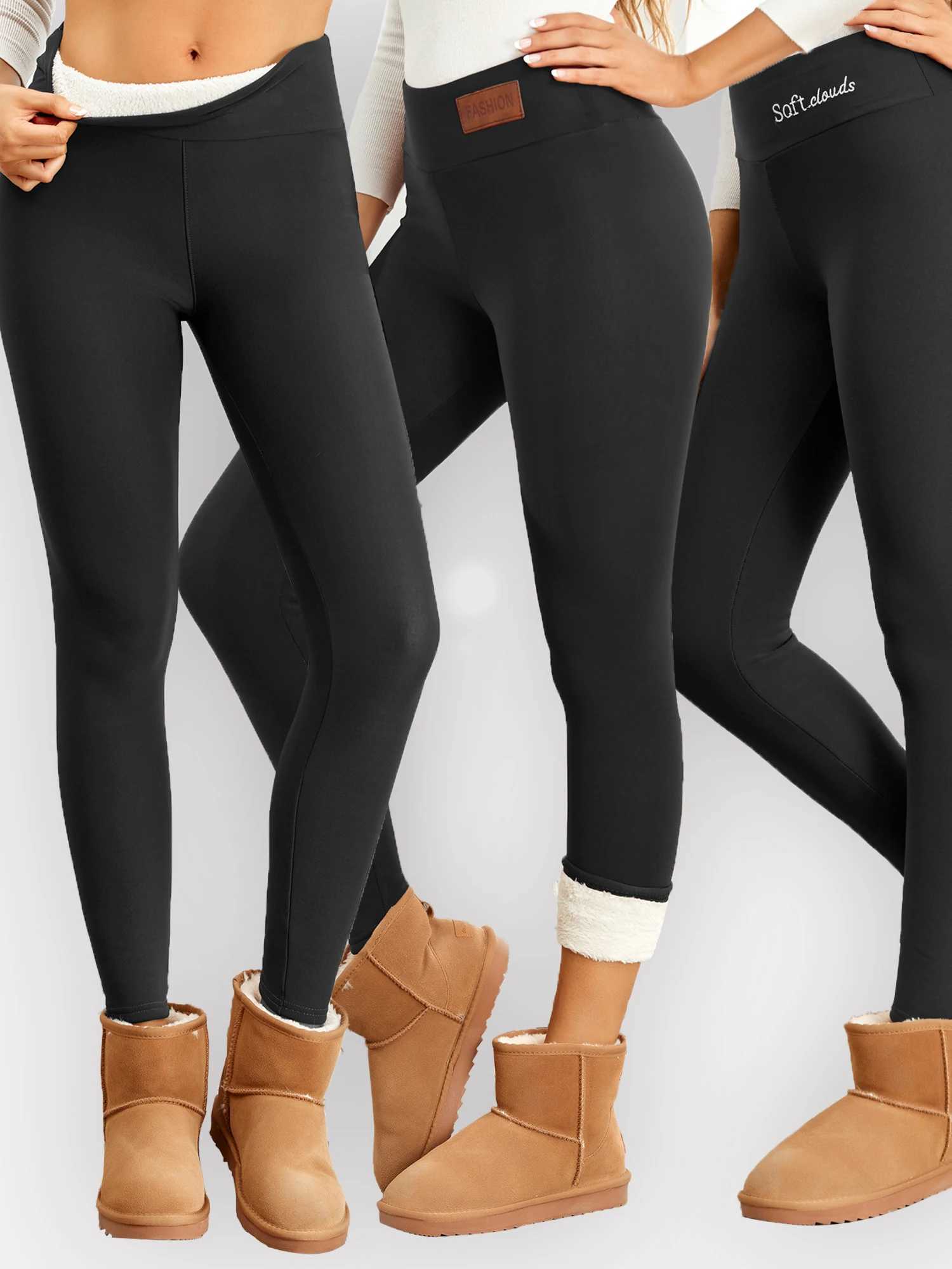 Super Warm Winter Leatherlabel Leggings Of Women Skinny Stretch High Waist Prevent Cold Leggings Casual Classic PantsX240914