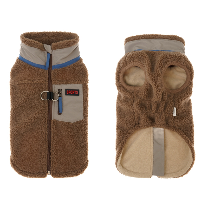 Zip Up Fleece Dog Sweater Warm Dog Jacket with Dual D Ring Leash and Zipper Turtleneck Winter Small Dog Clothes Cat Apparels