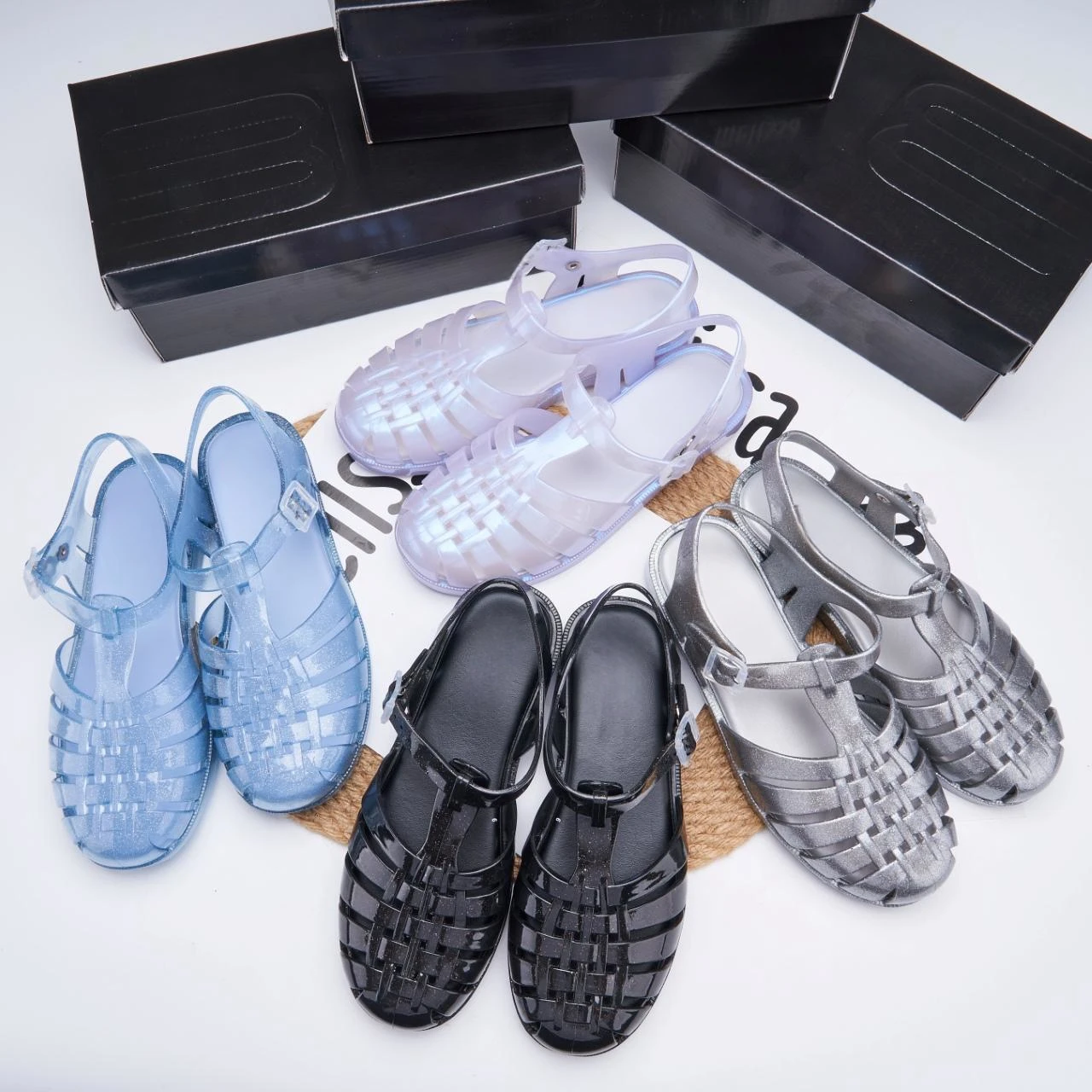 Summer Brand MLSA Women's Jelly Sandals Ladies Soft Sole Non-slip Beach Shoes Adult Girls Roman Flat Shoes with Fragrance