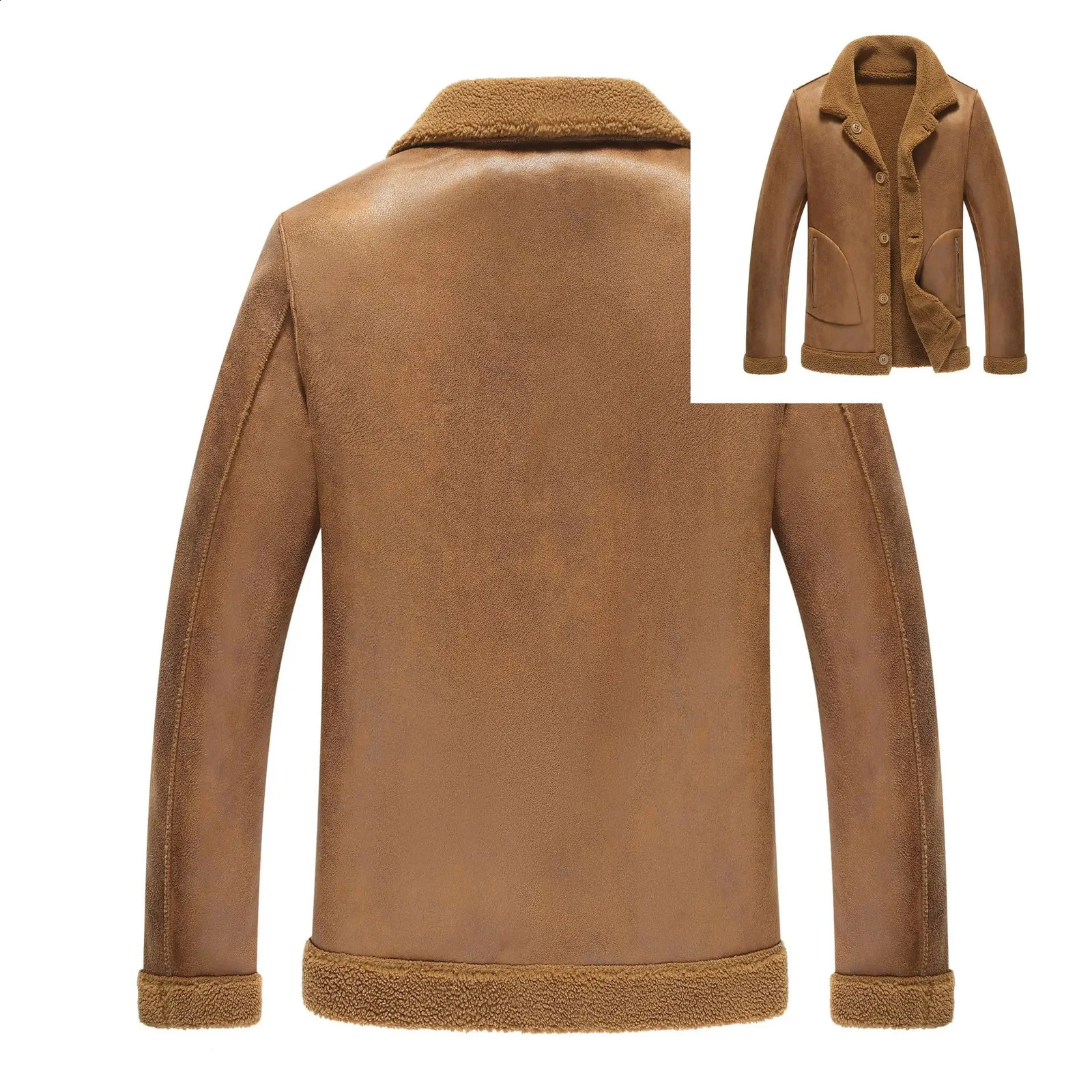 winter mens fur integrated jacket doublesided casual wool warm velvet leather and Coats 5XL 240904