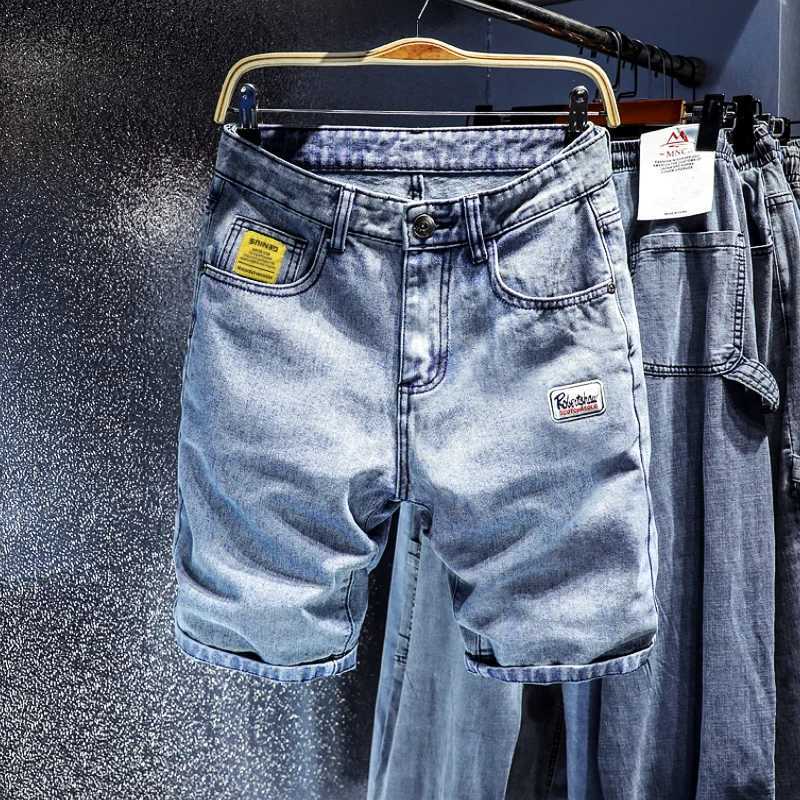 Men denim shorts casual and versatile denim capris denim shorts trendy and handsome nostalgic beach pants summer styleX240914