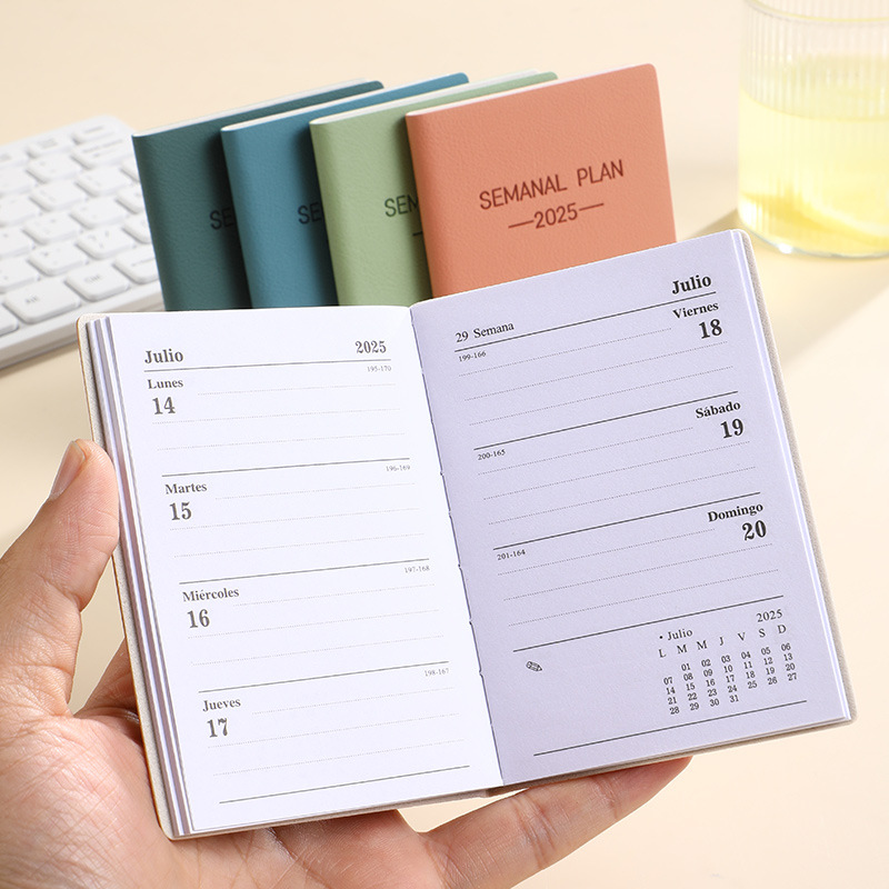 Morandi color scheme 2025 A7 Spanish schedule book portable mini plan book daily plan pocket book