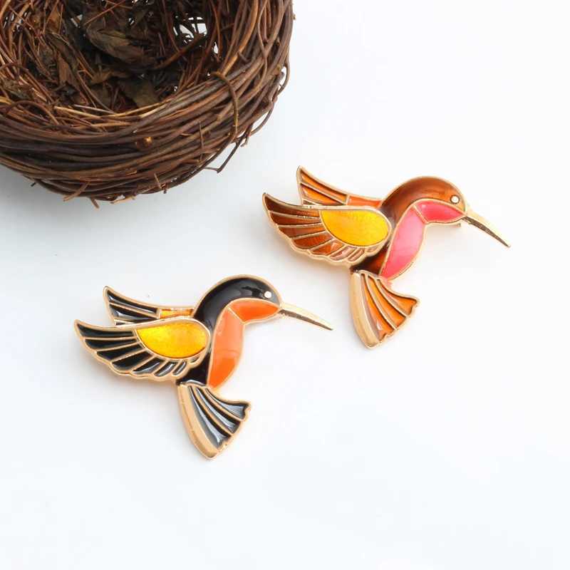 Vintage Jewelry Brooches for Women Colorful Enamel Pins Metal Birds Cute Broach Bird Hummingbird Badge High Quality AccessoriesX240914