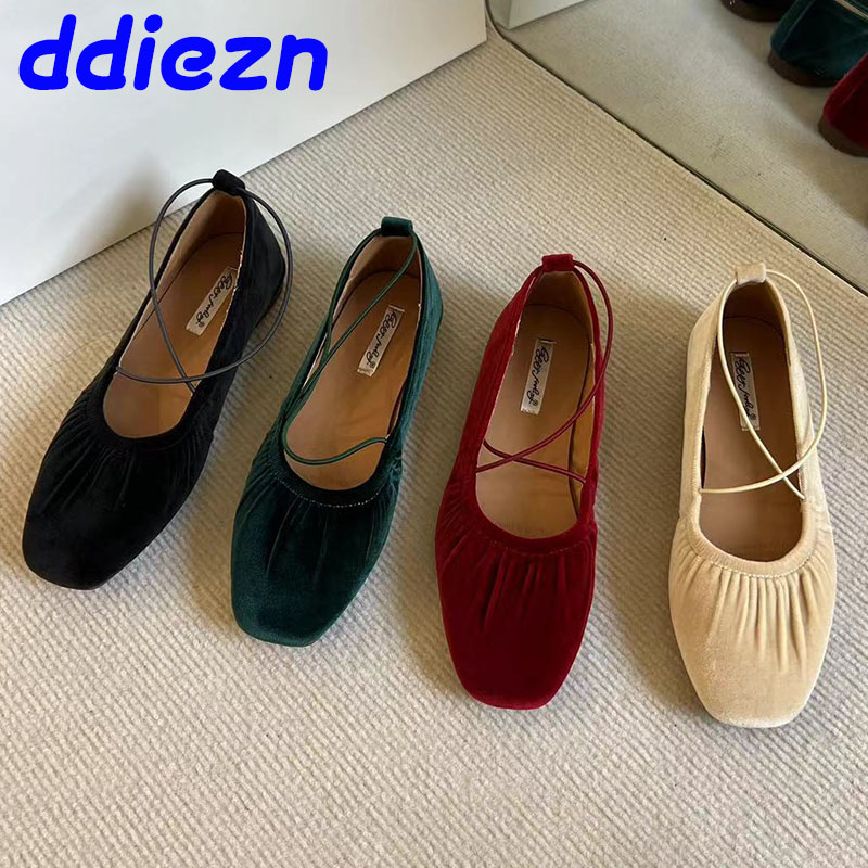 Fashion New Cross-tied Silk Women Flat With Footwear Casual Female Soft Designer Mary Janes Ladies Shallow Shoes 3f03