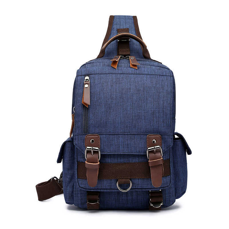 Straight college wind water splash proof Oxford cloth backpack messenger chest bag men women 240915