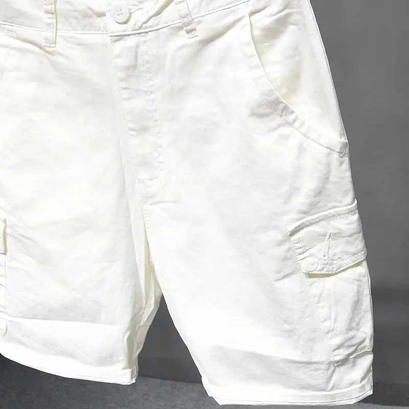 Korean Washed Luxury Mens Slim Jeans Designer Denim Short Pants for Summer Boyfriend Stretch Straight White Cargo Cotton ShortsX240914