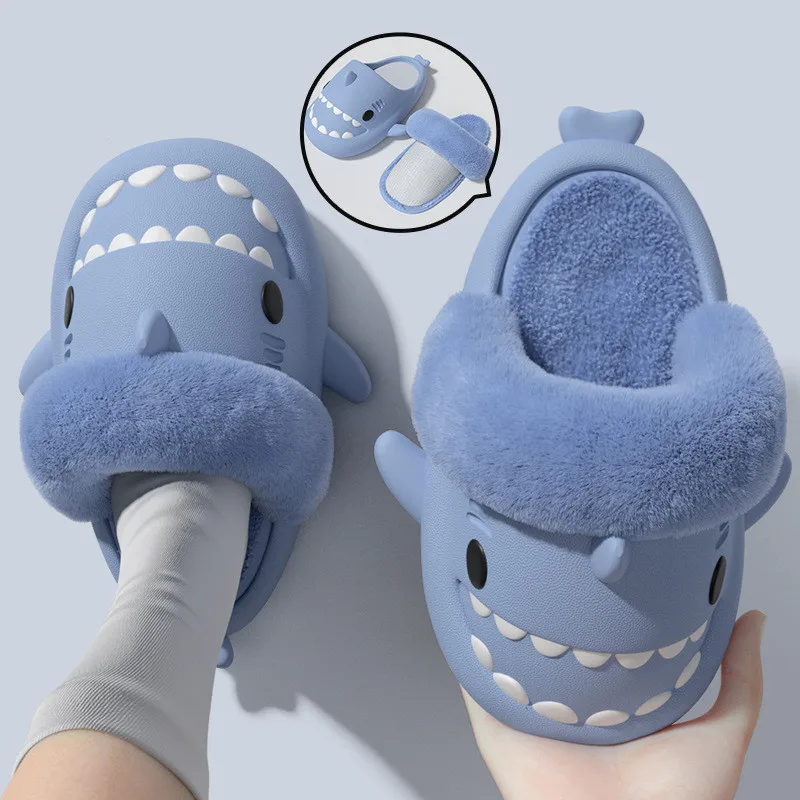 Shark Slippers - Detachable EVA Waterproof Plush Home Slides for Men & Women