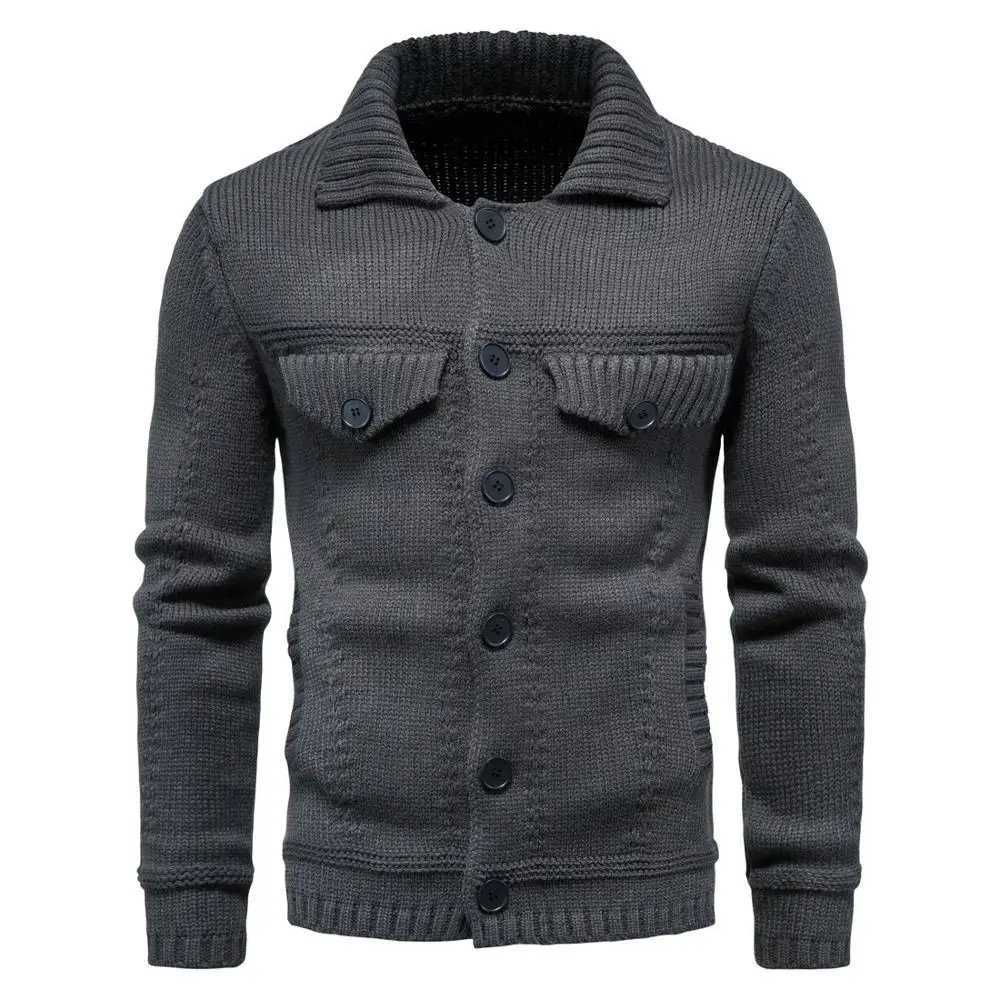 Mens Knitted Sweater Jacket Warm and Thicker In Winter Long Sleeve Cardigan Wool Mens Lapel Workwear Cardigan Outer SweaterXJ240907