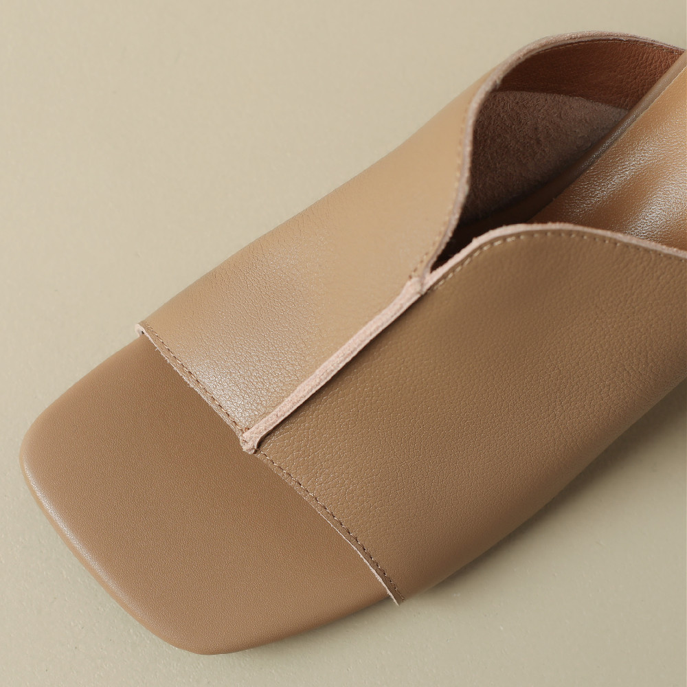 Women's Cow Leather High Heel Open Toe Slip-On Pumps, Elegant Ladies Soft Sandals