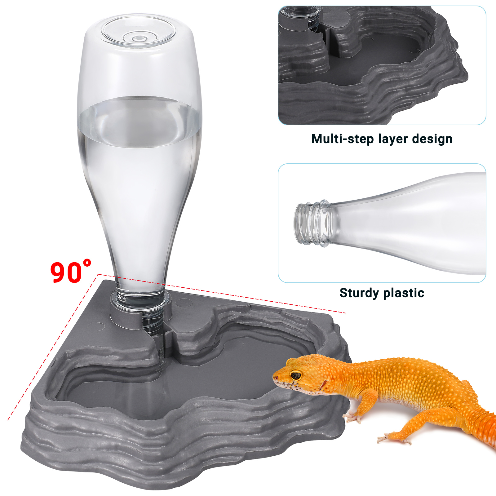 Bearded Dragon Accessory Reptile Water Fountain Food Dish Toy Animals Bowl Pet Feeder Toys
