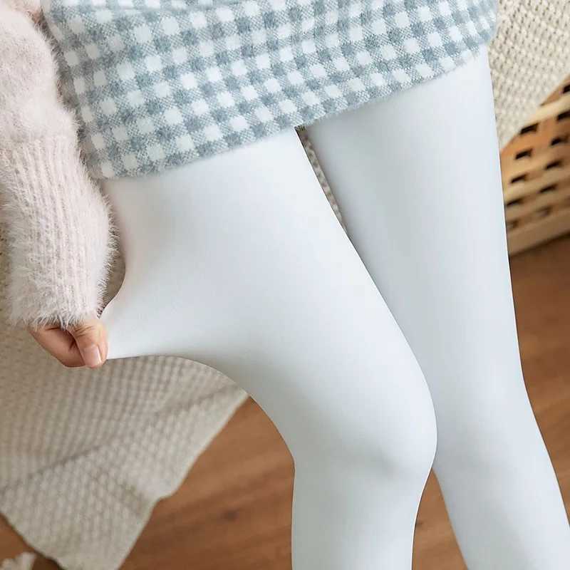 Women Fashion White Thin Velvet Pantyhose Lolita Fleece Tights Elasticity Stocking Female Solid Color Winter Warm TightsX240914