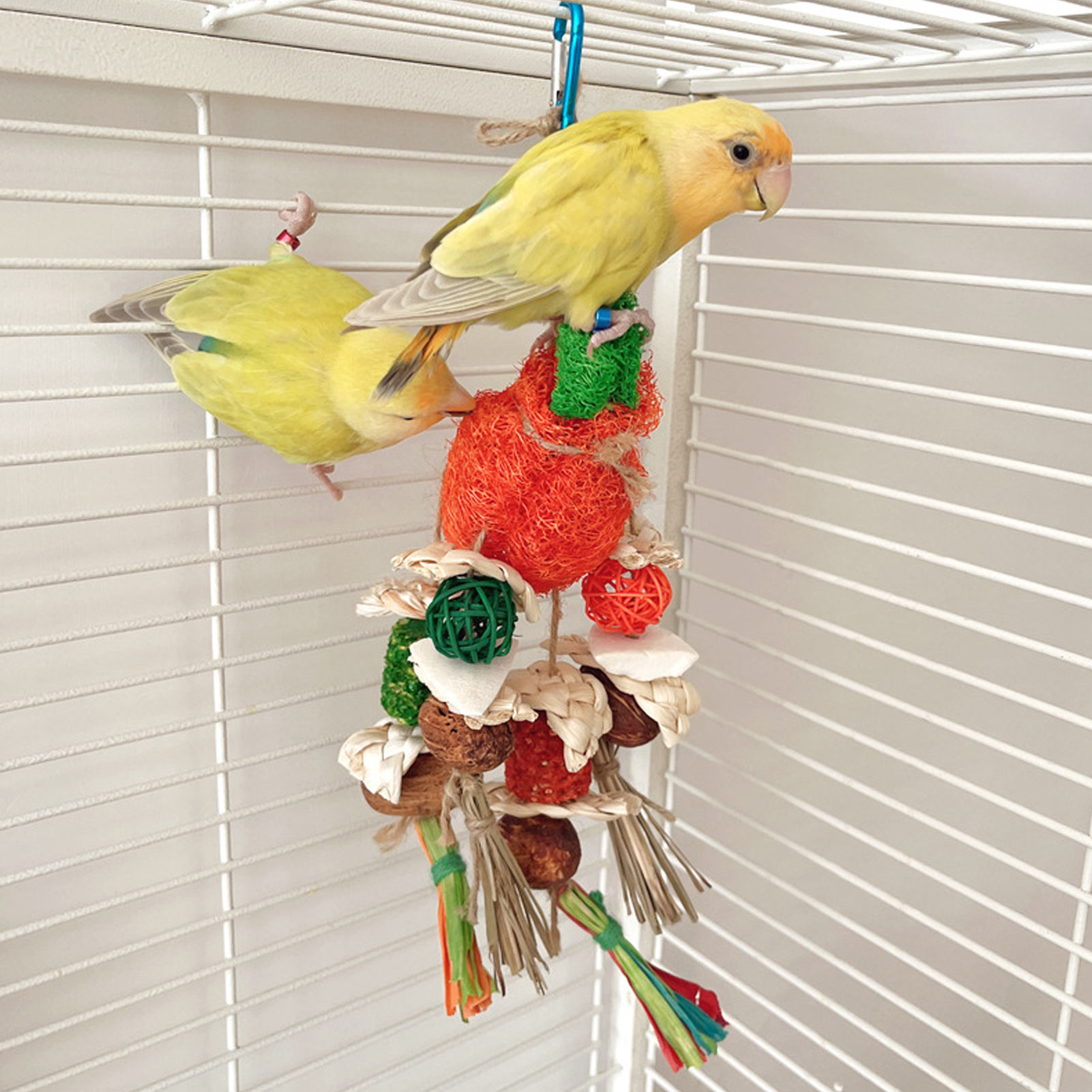 Parrot Chew Toys Relieve Boredom Teeth Cleaning Bite Resistant Safe Hanging Colorful Loofah Corn Cob Bird Toy