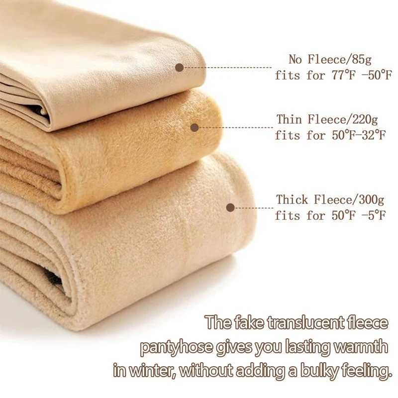 Womens Fleece Tights Ladies Warm Winter Tights Leggings Thick Fleece Panty Fake Translucent Pantyhose Thermal Stockings WomanX240914