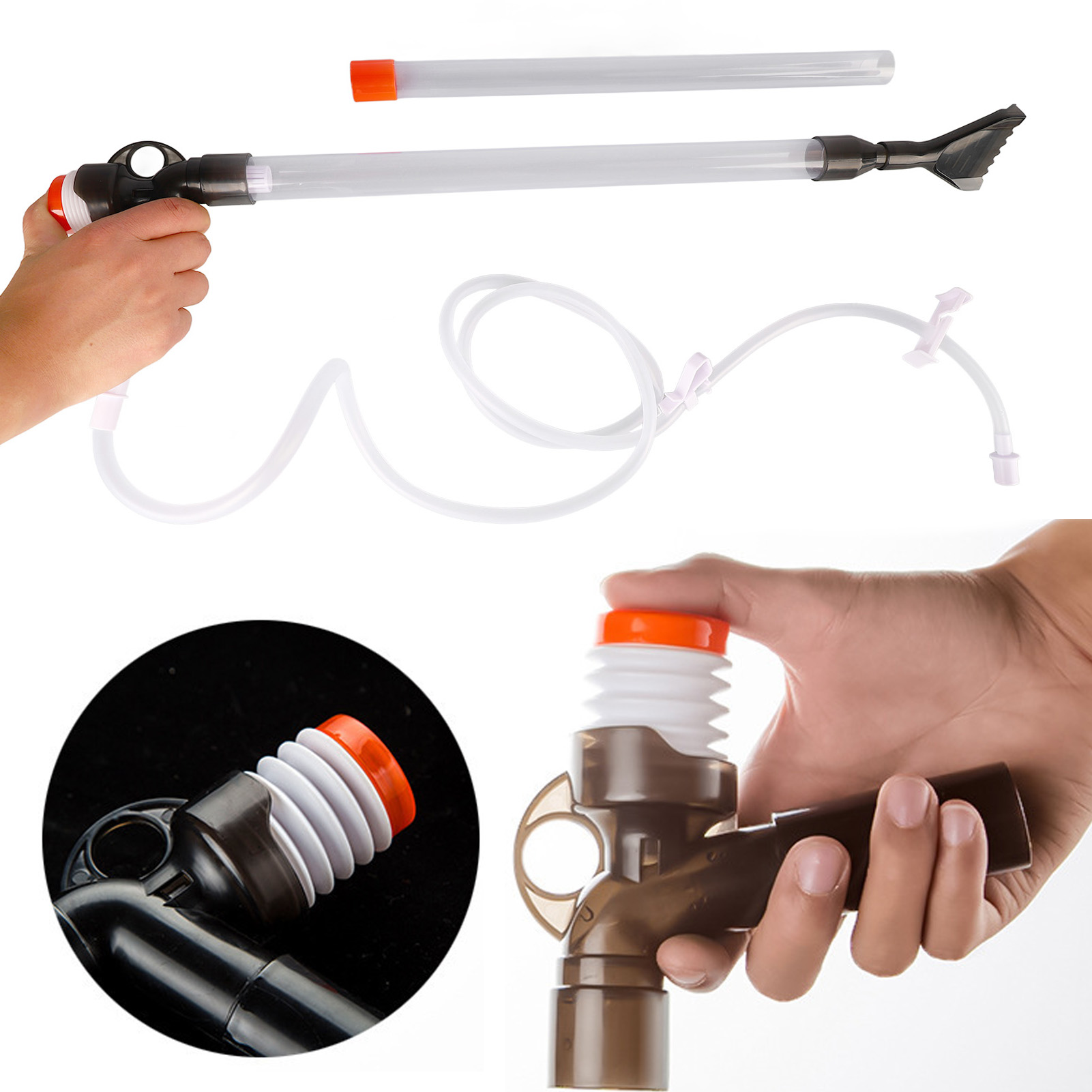 Manual Aquarium Water Changer Safe Efficient Fish Tank Gravel Cleaner With Air Pressing Button For Sand Algae