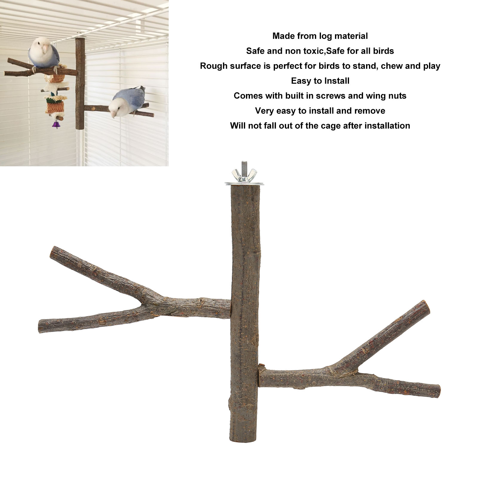 Bird Branch Perch Safe Claw Grinding Cage Toy Wooden Parrot Perch Stand For Cockatiels Lovebirds