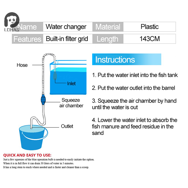 Aquarium Gravel Cleaner Vacuum Handheld Siphon Pump With Filter Nozzle Fish Tank