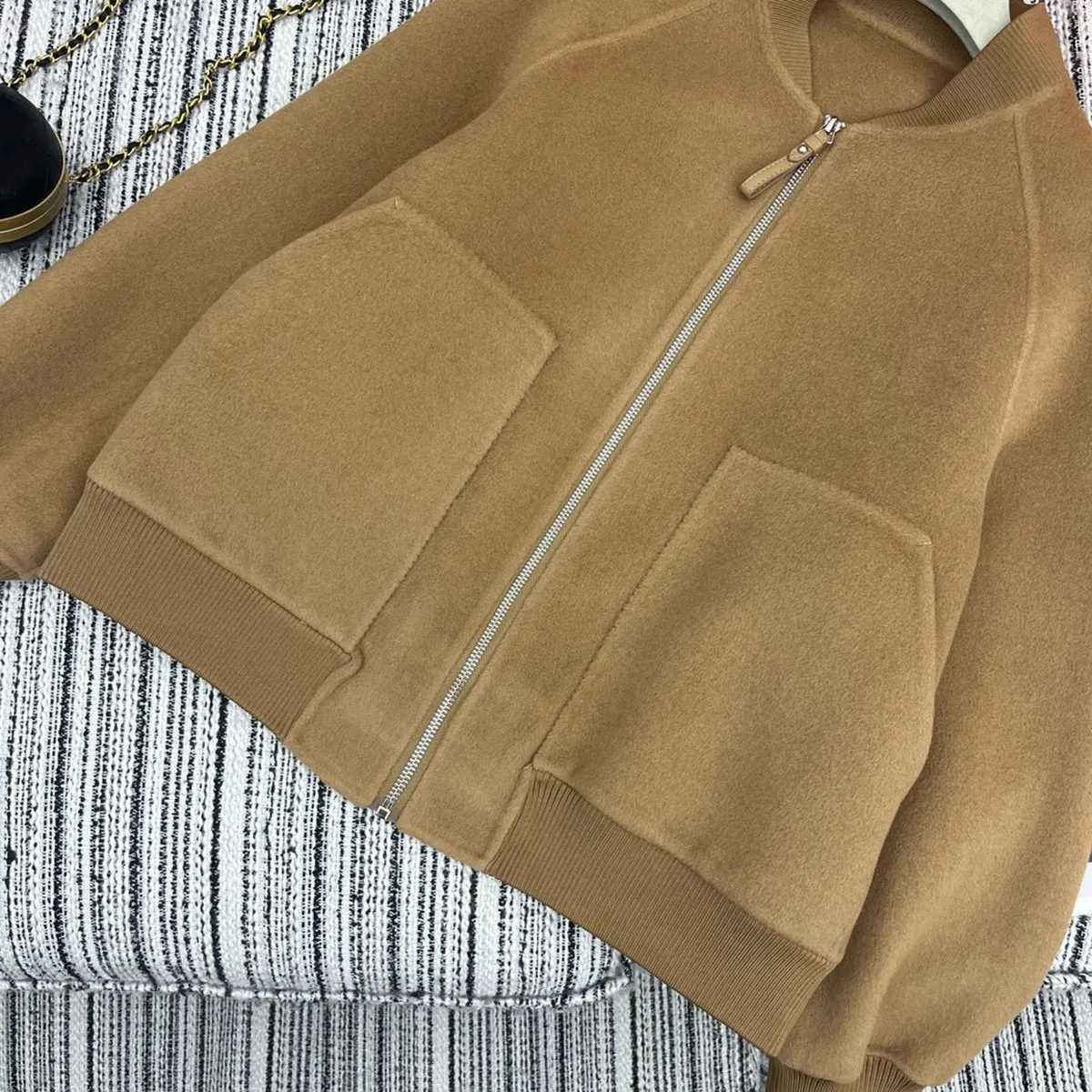 Womens Double sided Cashmere Jacket 2024 New Casual Simple High quality Cashmere Zipper Head Shoulder Sleeve Flying Jacket W240914