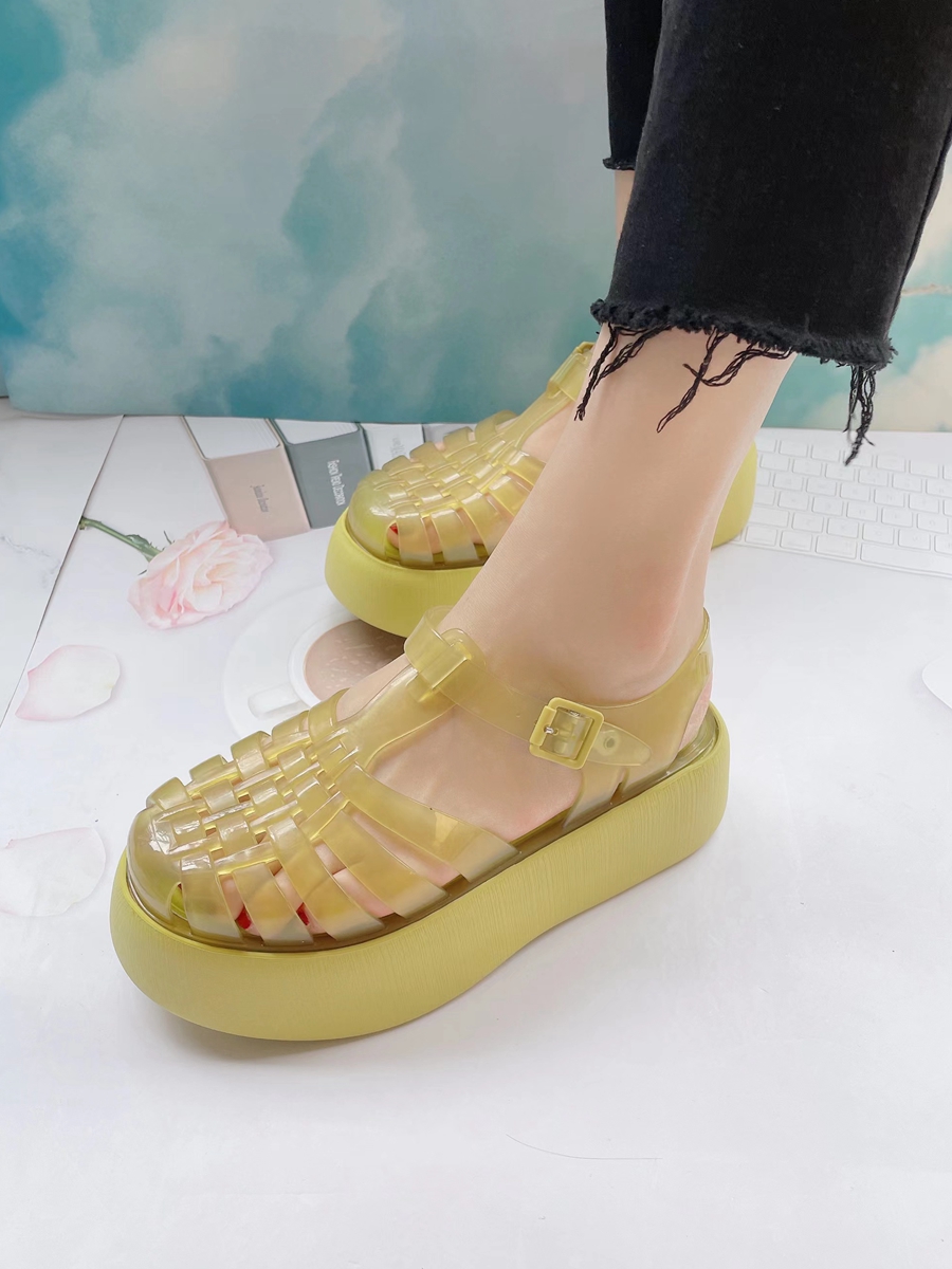 2025 Summer Sandals Ladies Thick Sole Sandals Women's Platform Roma Jelly Shoes Fashion Adult Woven Beach Sandals Women Shoes