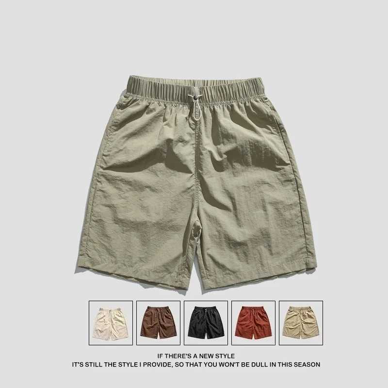 Japanese retro Polyamide fabric shorts for mens summer thin five point beach pants for mens bathroom pants for external wear Y240914