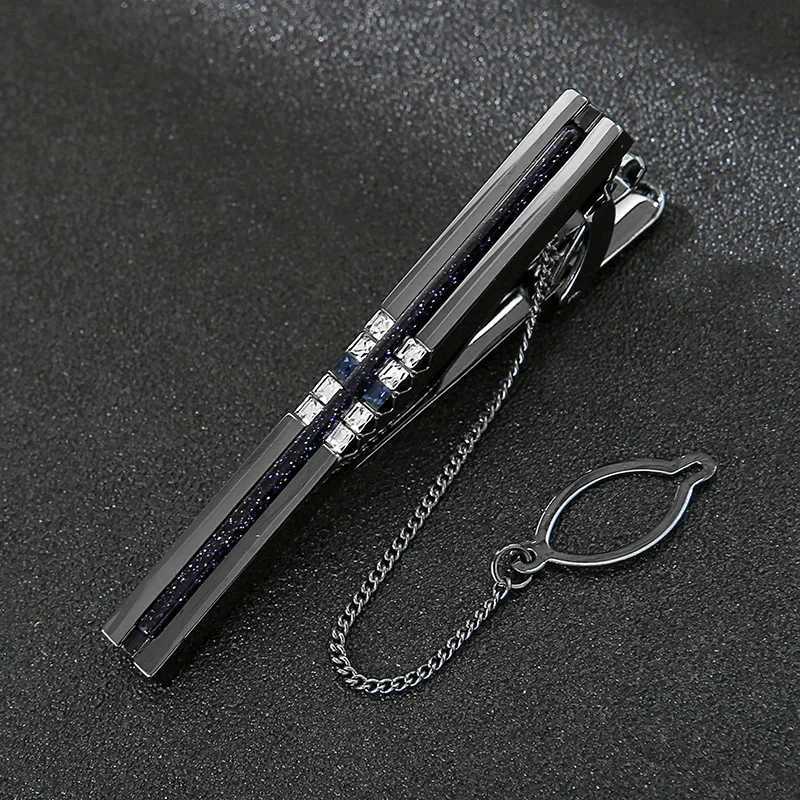 New Chain Tie Clip Fashion Mens Women Formal Wear Business Banquet Cocktail Party Luxury Crystal Tie-clips Wedding AccessoriesX240914