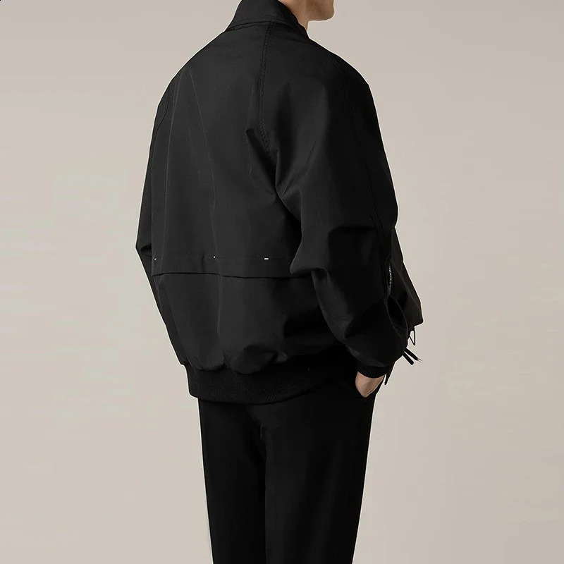 Autumn Clothing Mens Korean Jacket Casual Streetwear Turndown Collar Pocket Long Sleeve Coat Harajuku Retro 2024 240912
