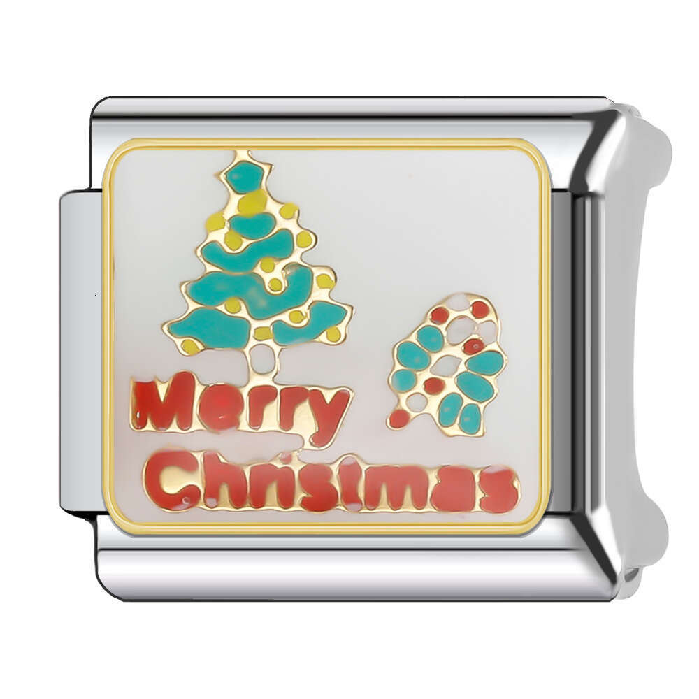 New Women's Gift Merry Christmas Bead Italian Charms Links Bangle Beads Fit 9mm Stainless Steel Bracelet Making DIY For Women Fashion Jewelry