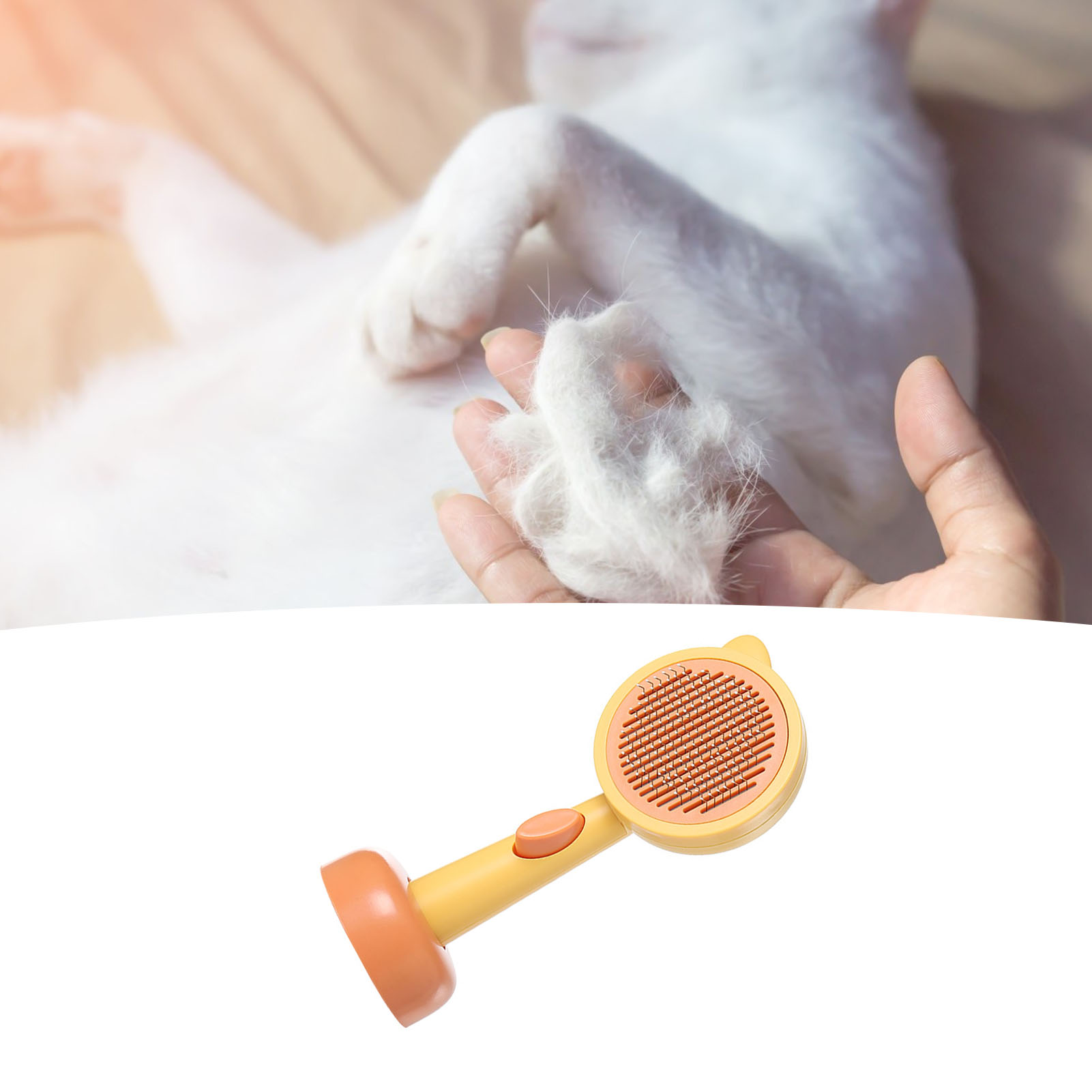 Pet Grooming Brush Efficient Hair Removal Cartoon Pet Cleaning Slicker Brush With Base For Dogs Cats