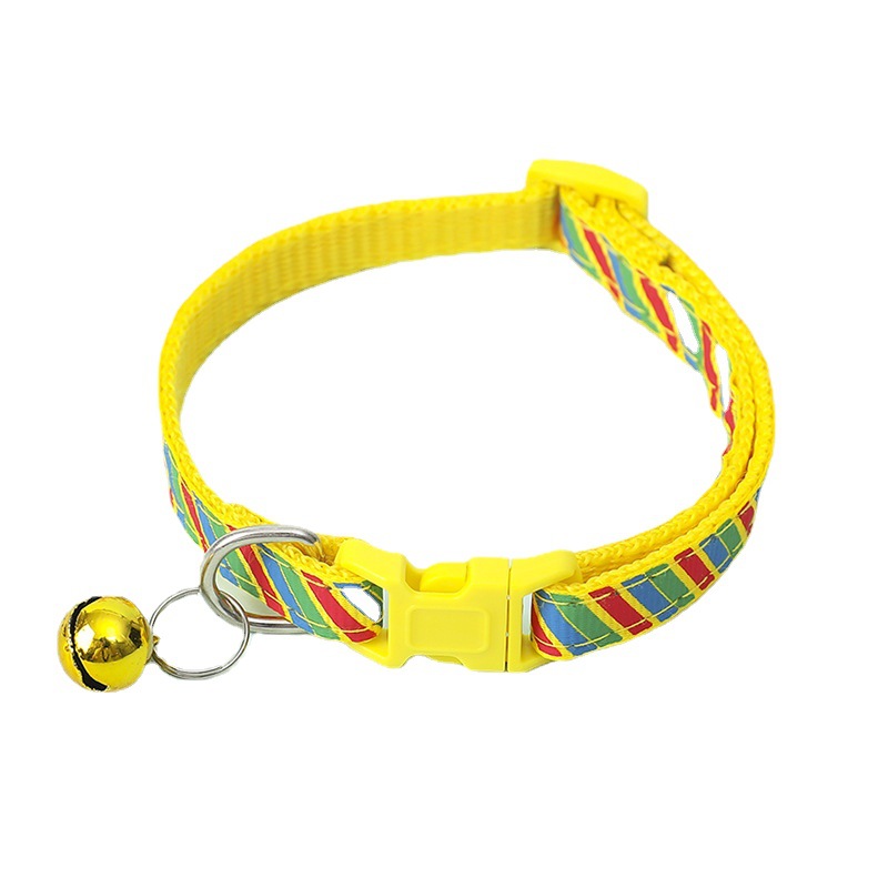 Cat Collars Adjustable Pet Supplies Puppy Collars 1.0 Twill Printed Patch with Bell Pug Collar for Puppy and Kitten Accessories