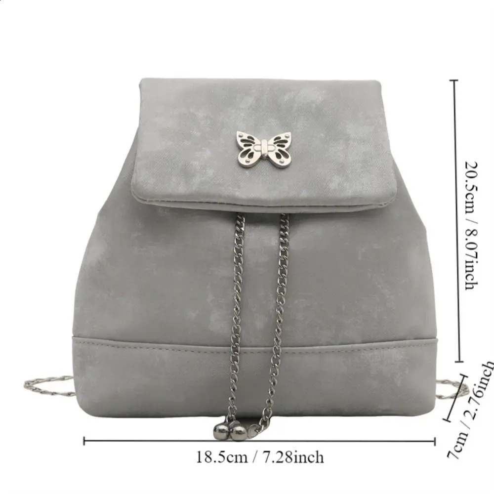 Fashion chain mini backpack butterfly element Korean womens backpack PU small bag for women 240912