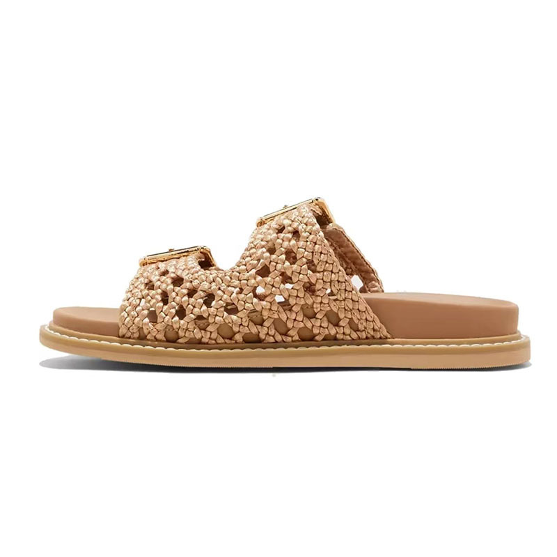 Summer Thick Soled Belt Buckle Women Outdoor Slippers New Flat Bottomed Round Toe Retro Casual Commuting Beach Sandals Size35-43