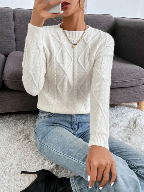 dongdumaoyi Popular autumn and winter round neck long sleeve sweater Fried Dough Twists thread solid color loose versatile knitwear F0914#40