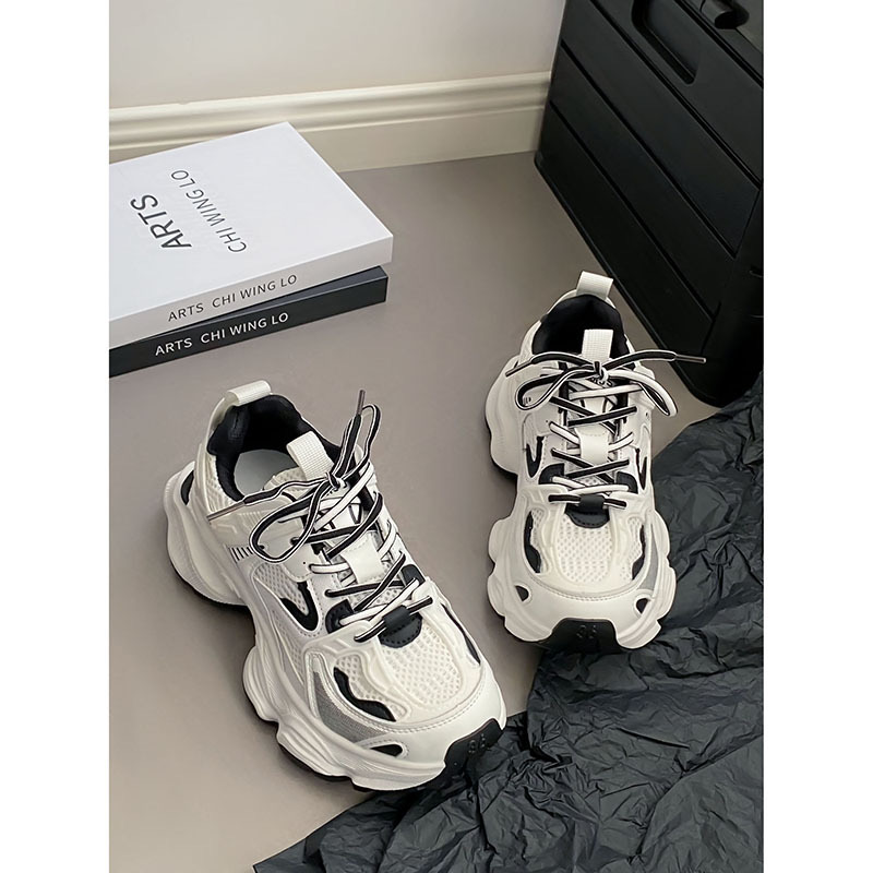 Super Hot Thick Sole Dad Women's 2024 Spring New Matcake Shoes Elevated Casual Mesh Breathable
