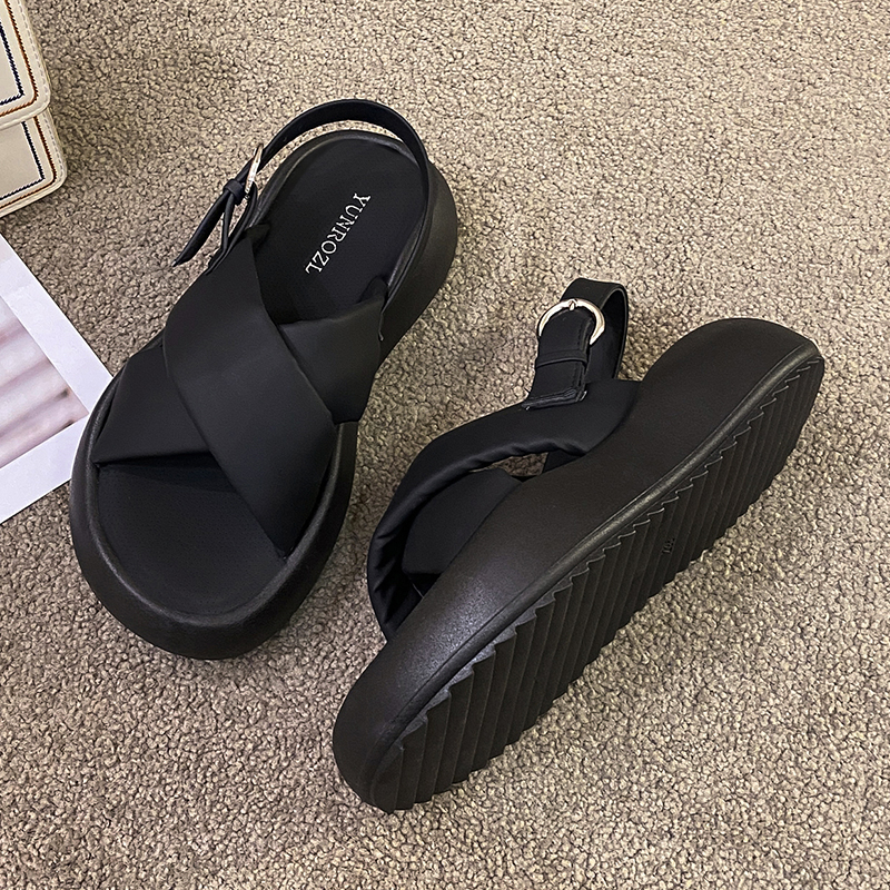 Cross with Platform Sandals Women's Summer New Line with Muffin Soft Sole Roman Sports Beach Sandals Women Sandals