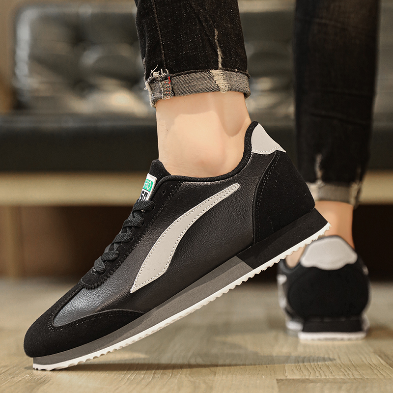 Hot Sale Men's Fashion Running Blue Suede Leather Casual Sneakers Men Flat Sport Comfortable Jogging Shoes Man