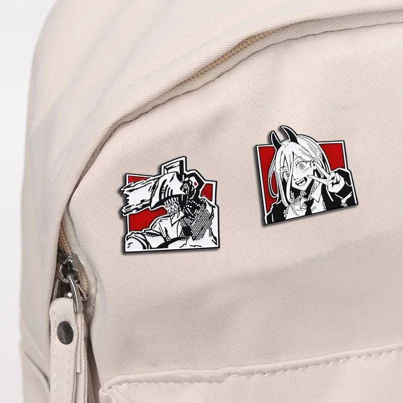 Animation Peripheral Chainsaw Man Brooch Hayakawa Akdenji Pava Brooch Comic Style Black and White Metal BadgeX240914