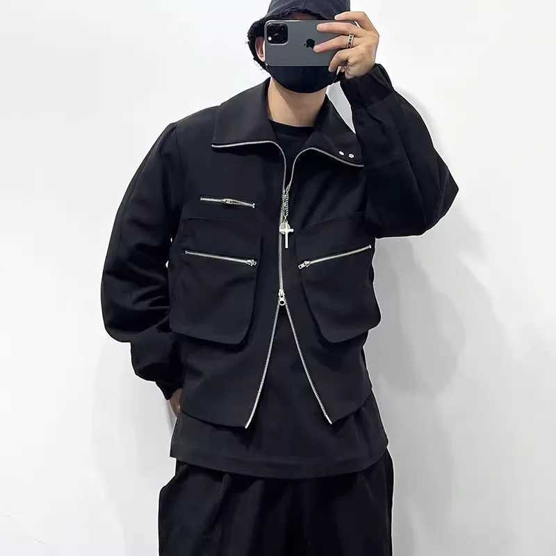 Owen Seak Men Cotton Jacket Gothic Style Mens Clothing Autumn Zipper Flying Jacket Women High Street Hip Top Black Coat W250524