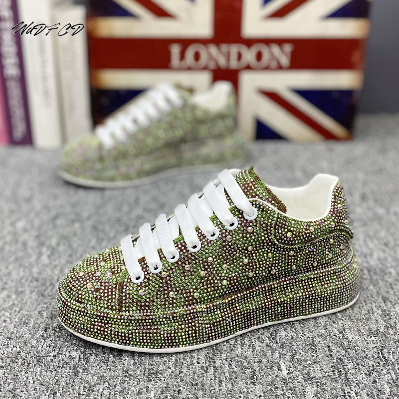 =Casual Sneakers Designer Punk Board Fashion Leather Cowhide Upper Height Increased Flat Platform Shoes