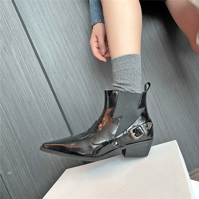 2024 New Winter Pointed Toe for Autumn Fashion Ankle Boots Ladies Retro Women Shoes 24c4