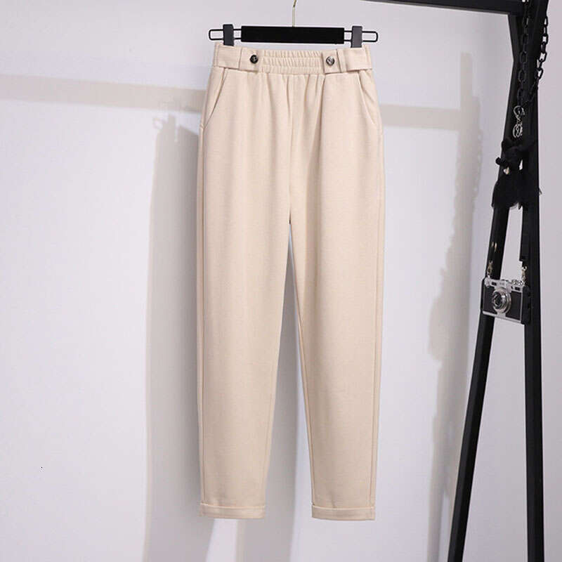 155Kg Plus Size Women's Autumn Woolen Trousers 5Xl 6Xl 7Xl 8Xl 9Xl 10Xl High Waist Thin Radish Casual Harem Pants Women