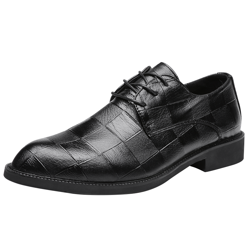 Business Men Shoes Black Leather Men Shoes Luxury Brand Mens Wedding Dress Shoes Large Size Lacing Formal Shoe Man