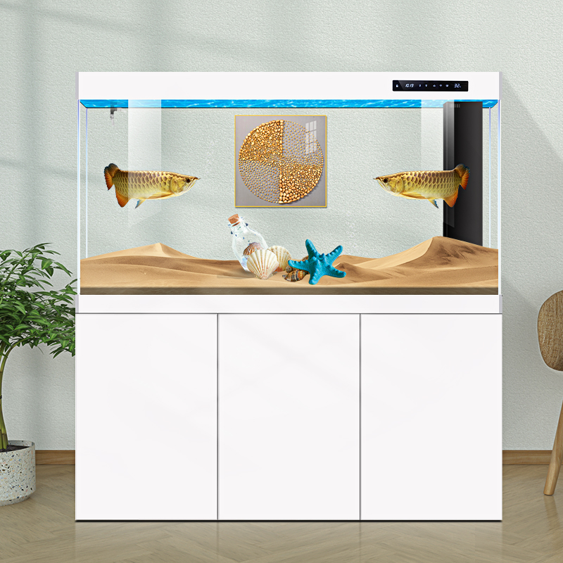 Large fish tank glass aquarium living room dragon fish tank 1.2m 1.5m 1m 3M aluminum alloy bottom cabinet bottom filter