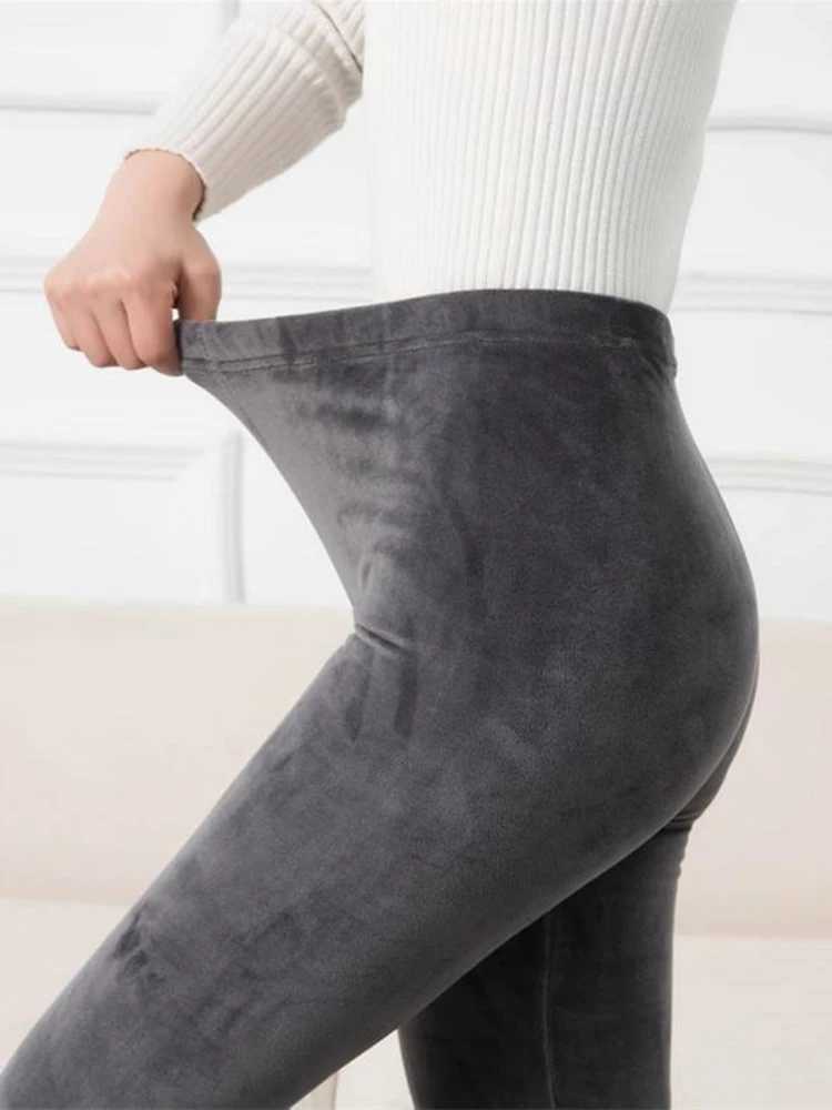 CUHAKCI Warm Leggins Winter Thick Velvet Leggings Women Knit High Elastic Autumn Top Quality Double Sided Casual PantsX240914