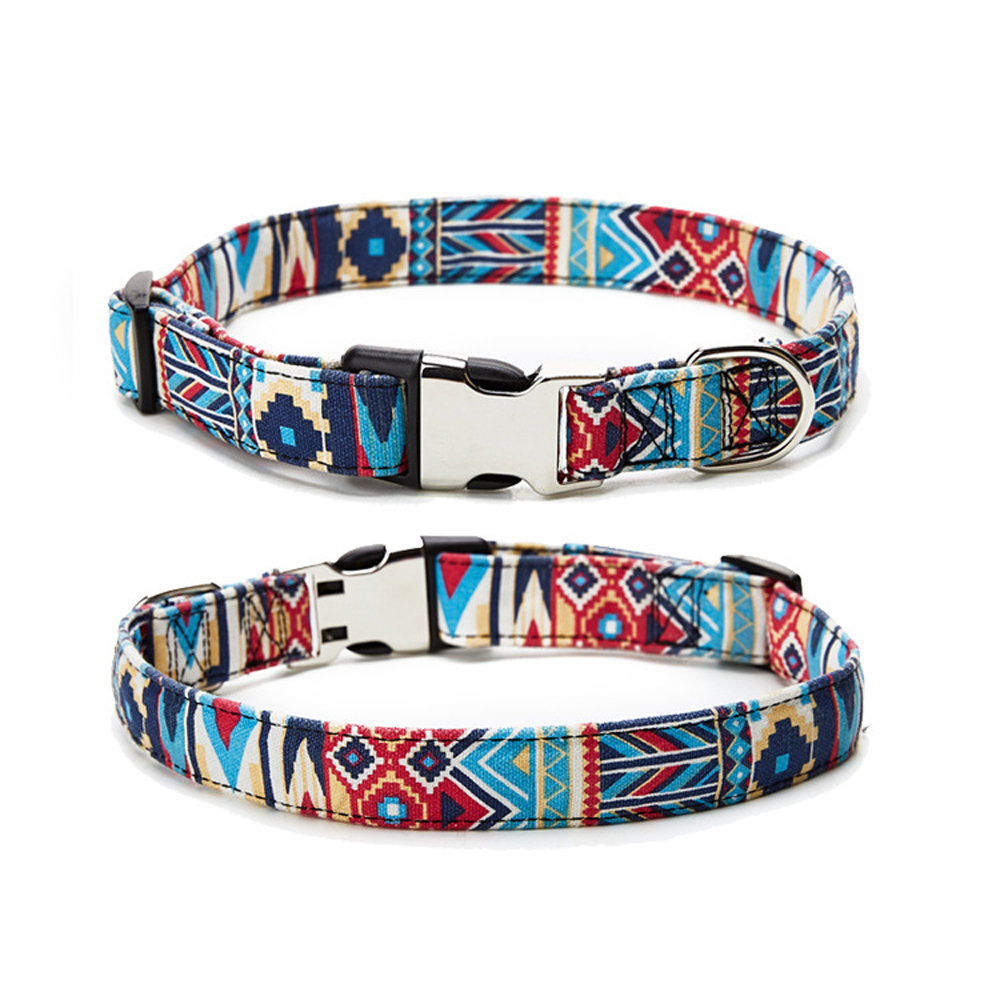 Custom Personalized Engraved Metal Buckle Dog Collar Adjustable Pet ID Nameplate Dog Collar Ethnic Style Dogs Pets Accessories