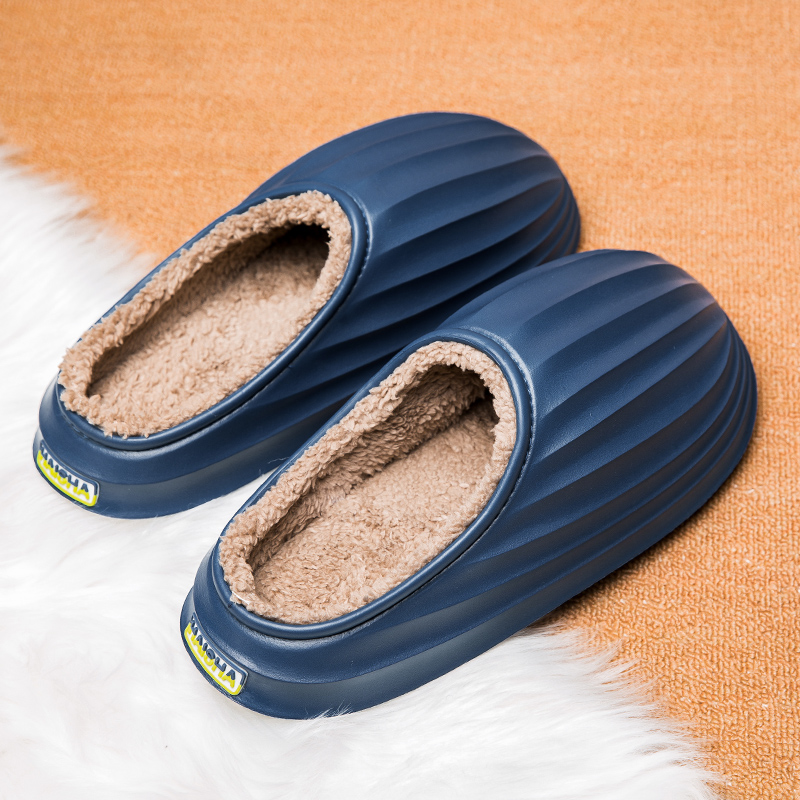 Fashion Winter Men Warm Slippers Cotton Slippers Outdoor Indoor Comfortable Non-Slip Casual Shoes Men's Bedroom Plush Slippers